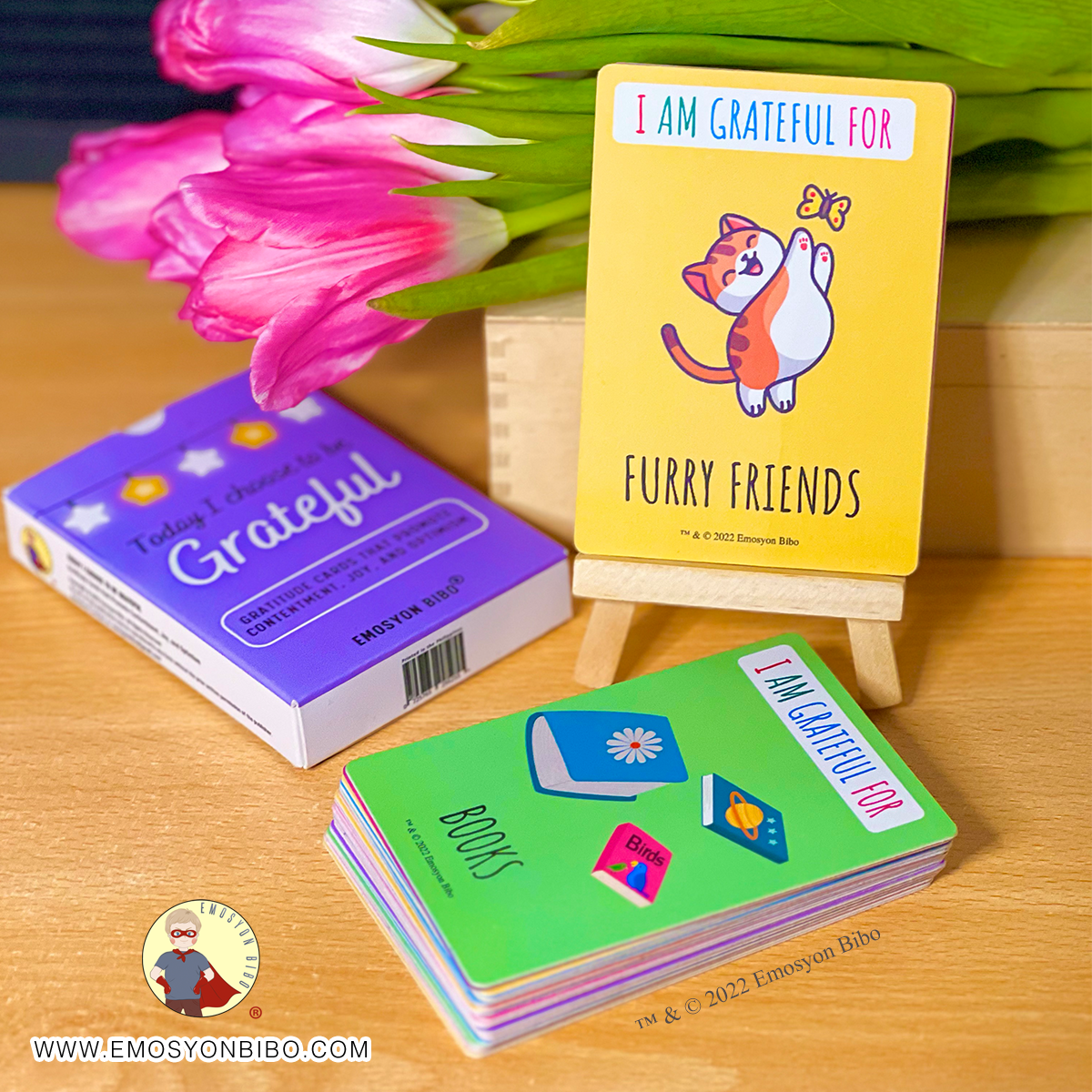 gratitude, gratitude cards, thankful cards, gratefulness cards,  emotional intelligence, socio-emotional learning, emotional literacy, parenting, calm parenting, emosyon bibo, gentle parenting, intentional parenting, emosyon bibo cards, feeling charts,